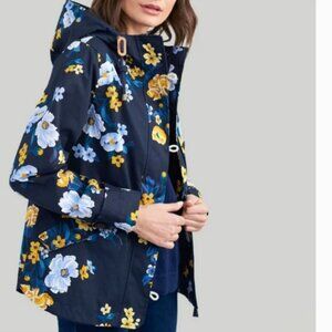 JOULES Right As Rain navy floral rain jacket, US 2 (UK 6).